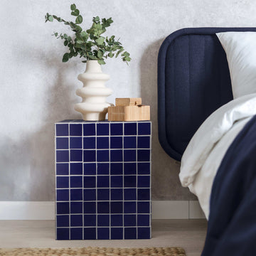 Callista 18" Modern Bohemian Ceramic Tiled Rectangle End Table - JONATHAN Y